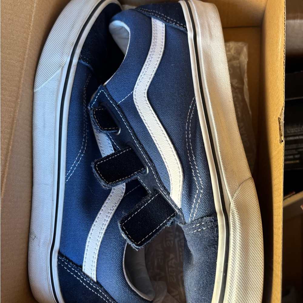 Vans Mens Navy and White Velcro Sneakers